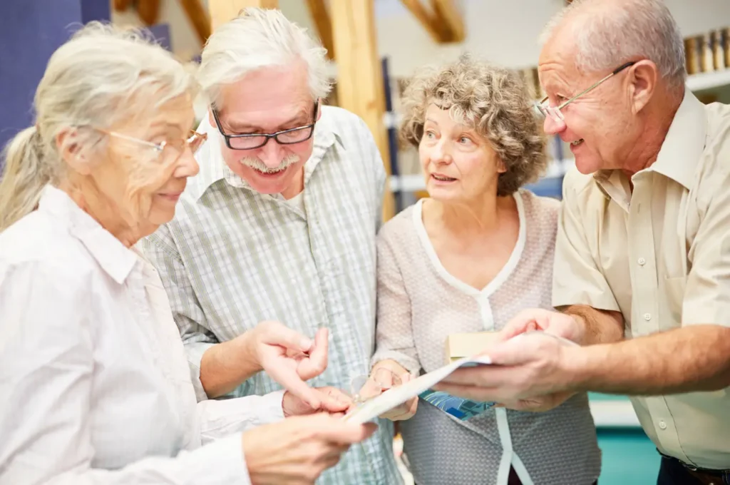Elderly people having a discussion